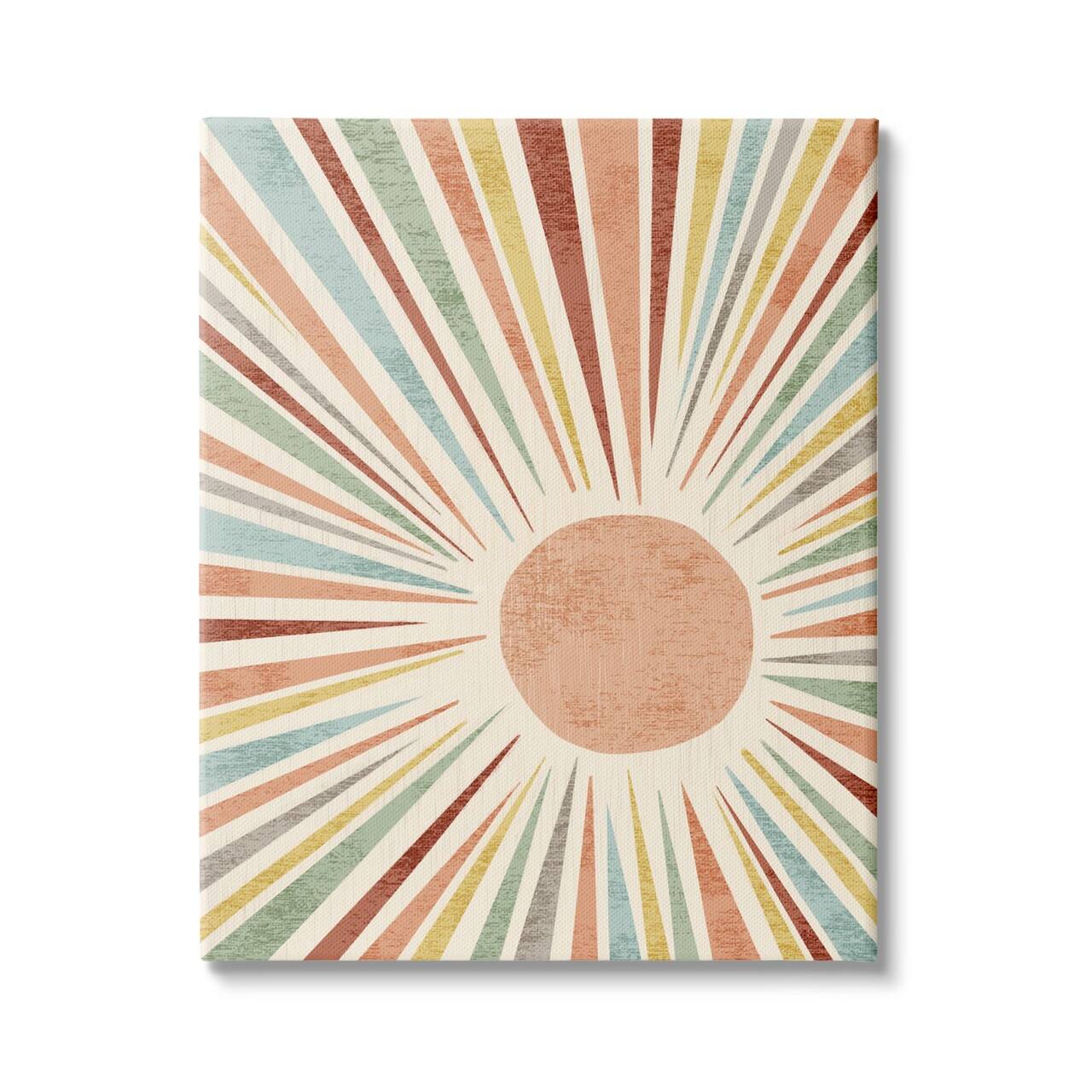Stupell Industries Children's Bold Summer Sun Warm Tone Abstract Rays Canvas Wall Art